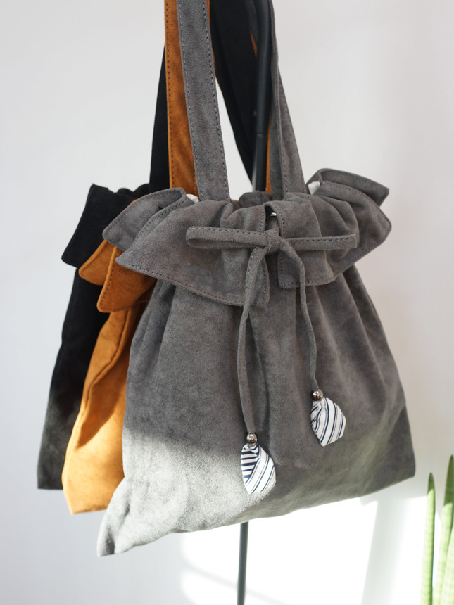 TOTE ECO SHOPPING TRAVEL suede bucket frill eco ba