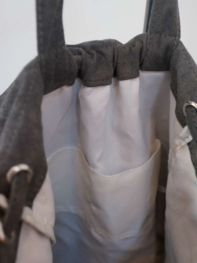 TOTE ECO SHOPPING TRAVEL suede bucket frill eco ba