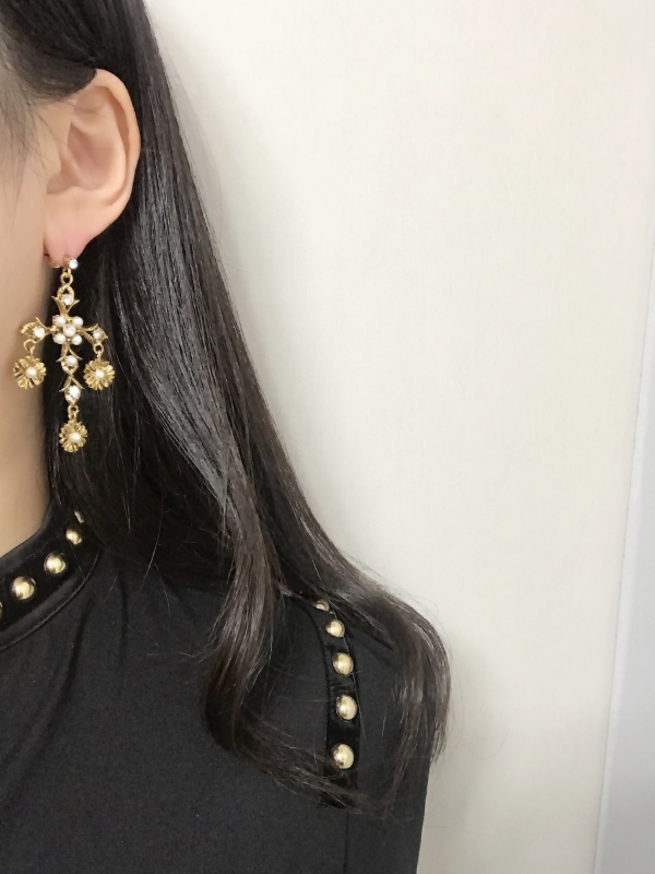 Year-end party bold drop earrings 12 kinds Antique