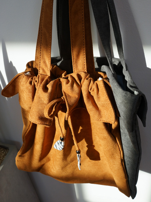 TOTE ECO SHOPPING TRAVEL suede bucket frill eco ba