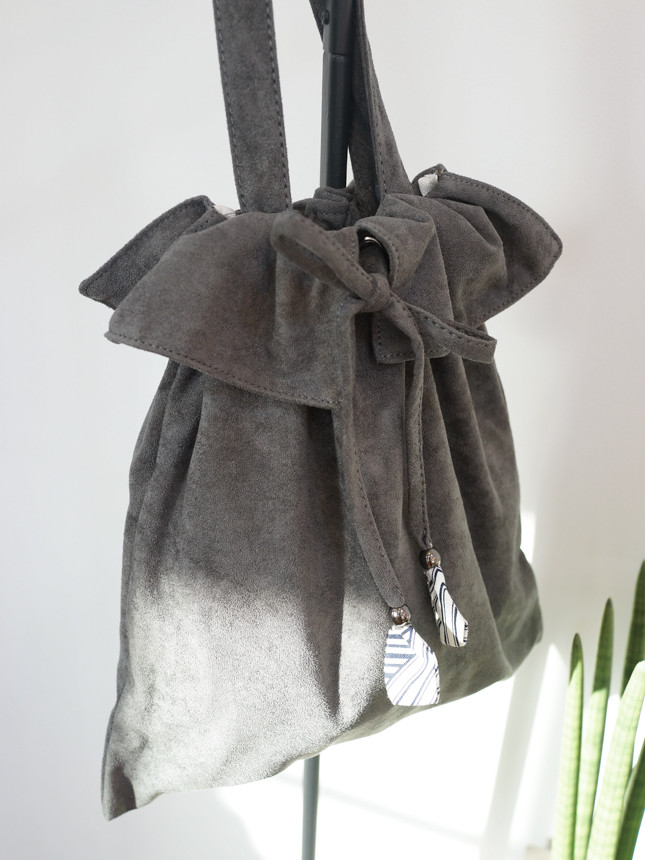 TOTE ECO SHOPPING TRAVEL suede bucket frill eco ba