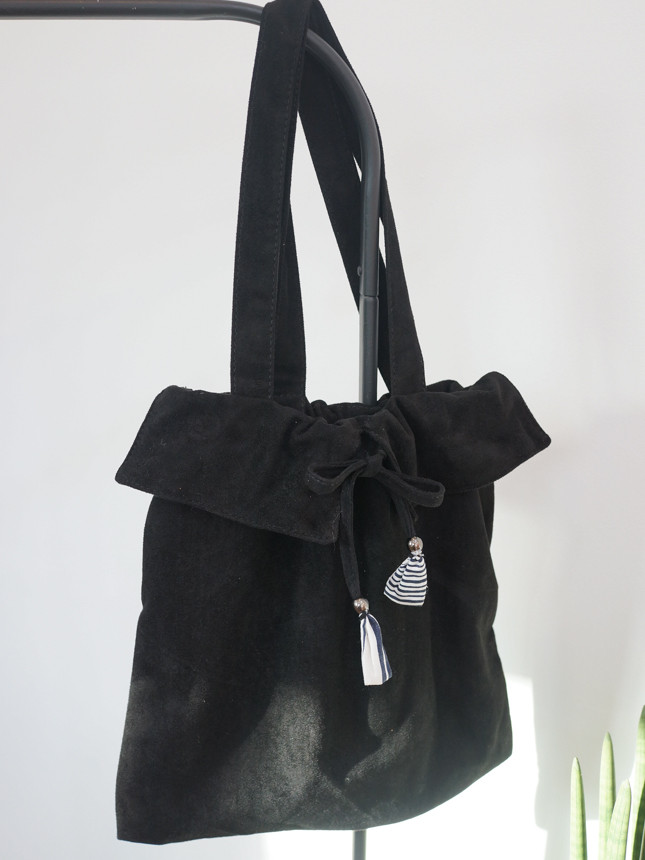 TOTE ECO SHOPPING TRAVEL suede bucket frill eco ba