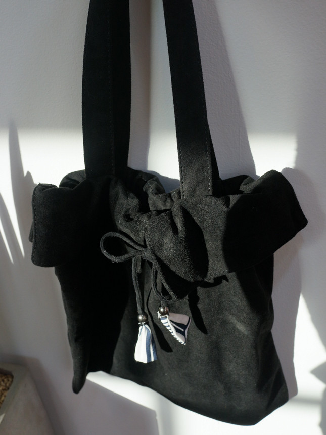 TOTE ECO SHOPPING TRAVEL suede bucket frill eco ba