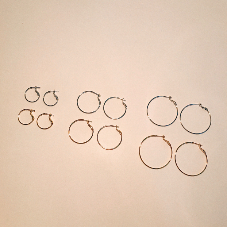 Basic Daily Silver Necklace Ring Earrings 7size Ri