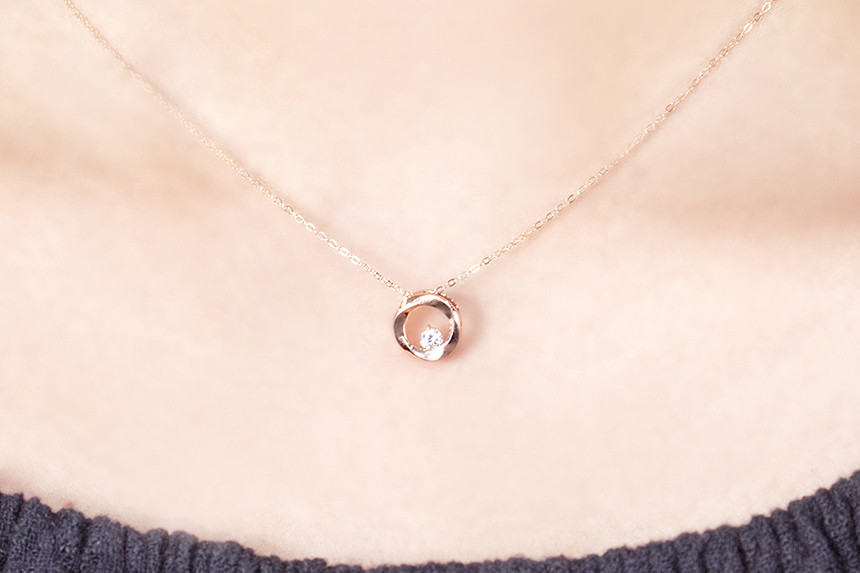 Luxury Circle Cubic Necklace Anniversary Gift Girl