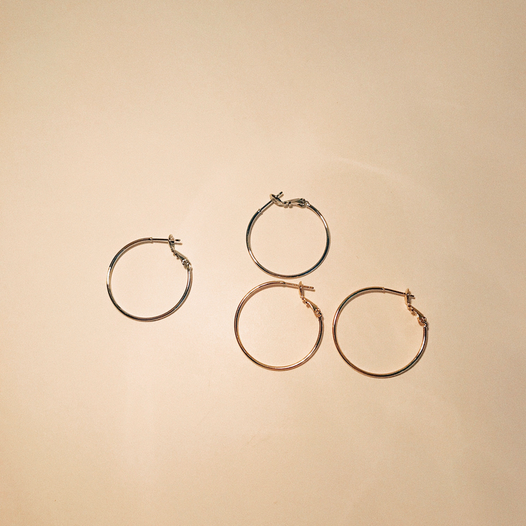 Basic Daily Silver Necklace Ring Earrings 7size Ri