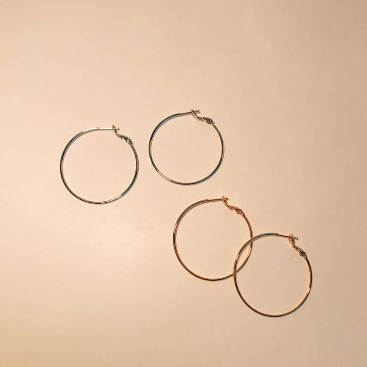 Basic Daily Silver Necklace Ring Earrings 7size Ri