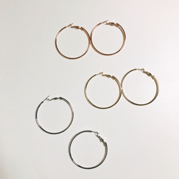 Basic Daily Silver Necklace Ring Earrings 7size Ri