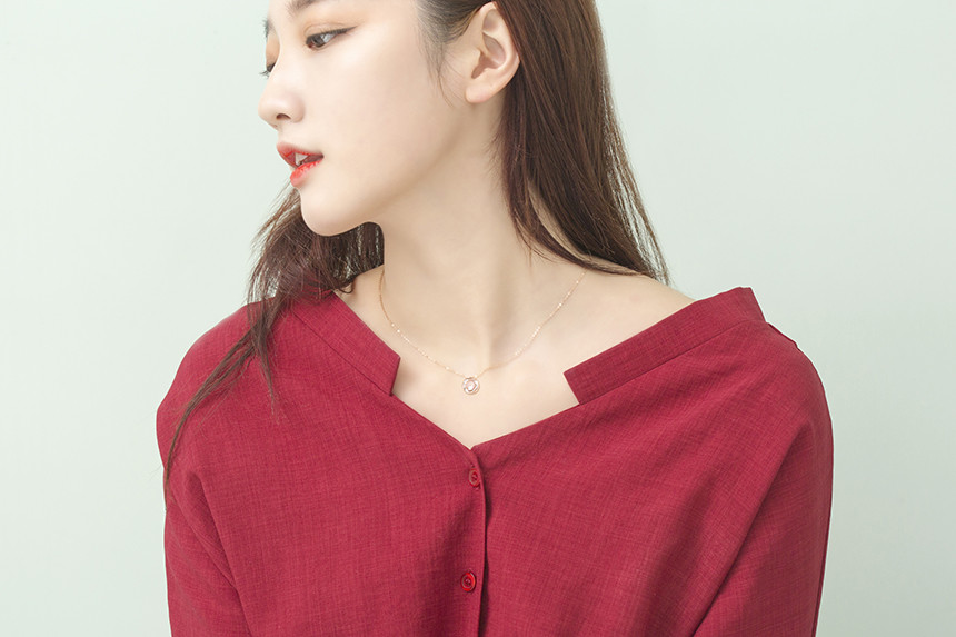 Luxury Circle Cubic Necklace Anniversary Gift Girl