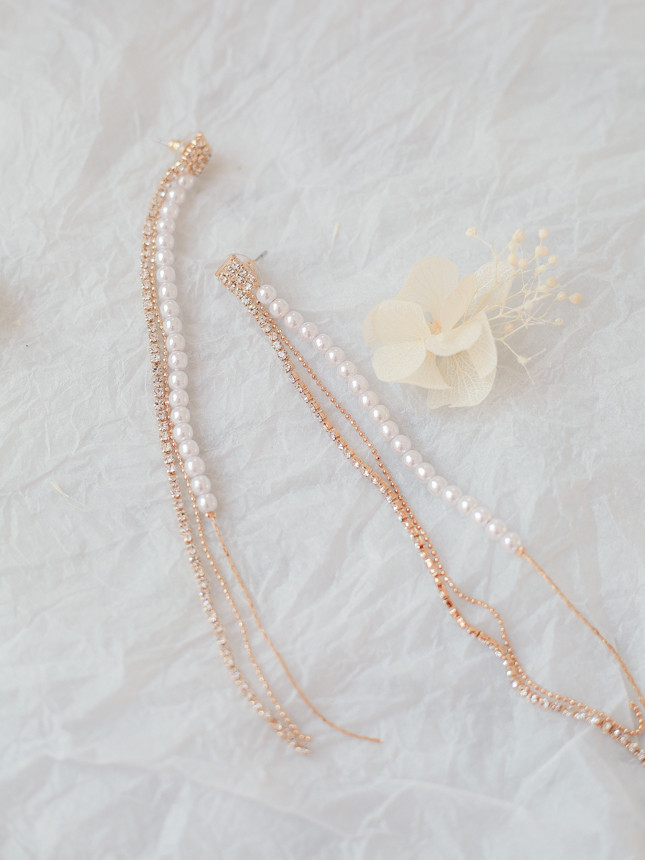 Eternal Long Pearl Cubic Drop Earrings Tassle Bold