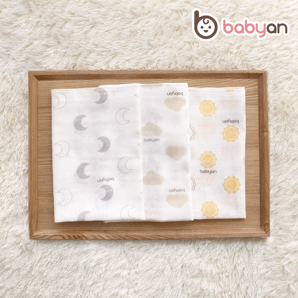 베이비앙 국내산 무형광 신생아 아기 유아 가제 거즈 심볼라인 엠보손수건 5장