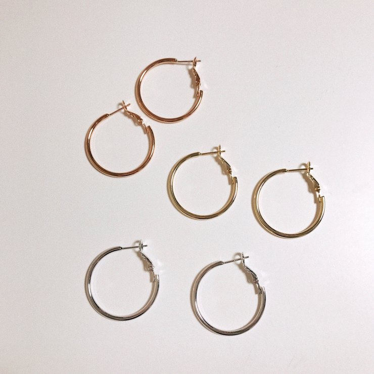 Basic Daily Silver Necklace Ring Earrings 7size Ri