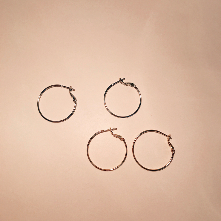 Basic Daily Silver Necklace Ring Earrings 7size Ri