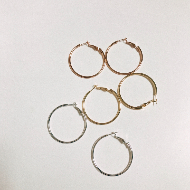 Basic Daily Silver Necklace Ring Earrings 7size Ri