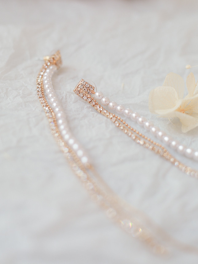 Eternal Long Pearl Cubic Drop Earrings Tassle Bold