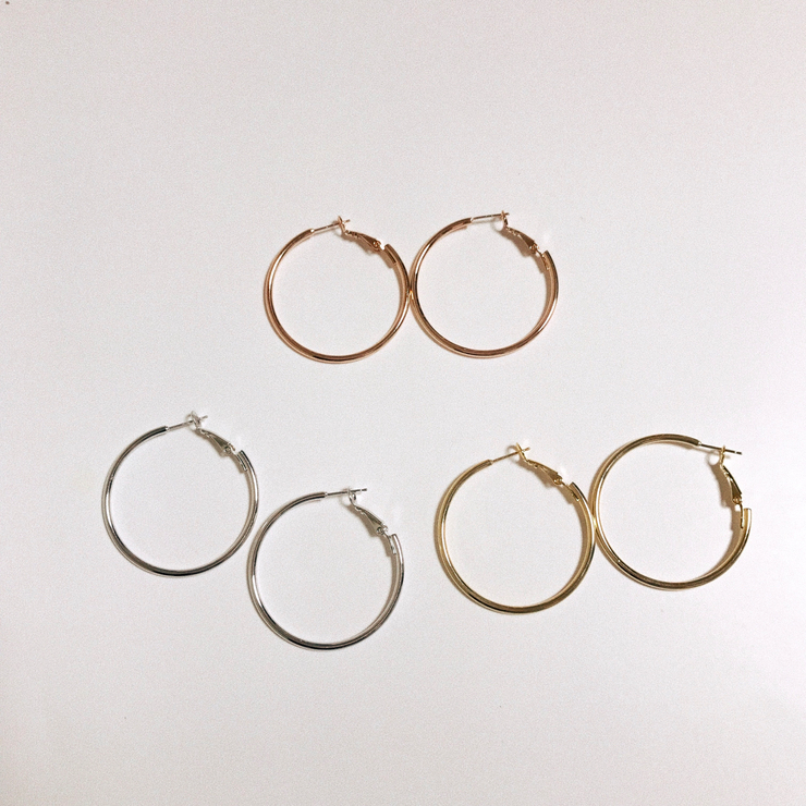 Basic Daily Silver Necklace Ring Earrings 7size Ri