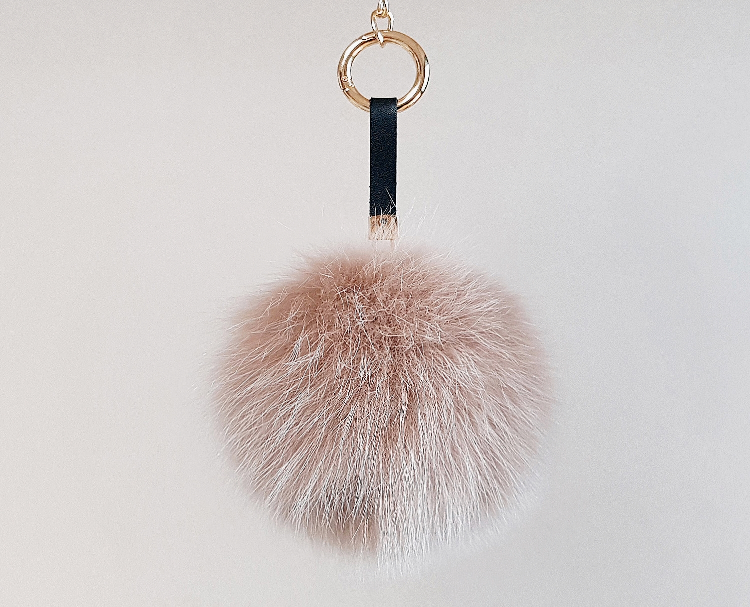 Real Fox Pom foam big size keyring 12 ~ 13cm witho