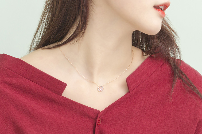 Luxury Circle Cubic Necklace Anniversary Gift Girl