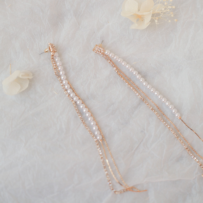 Eternal Long Pearl Cubic Drop Earrings Tassle Bold