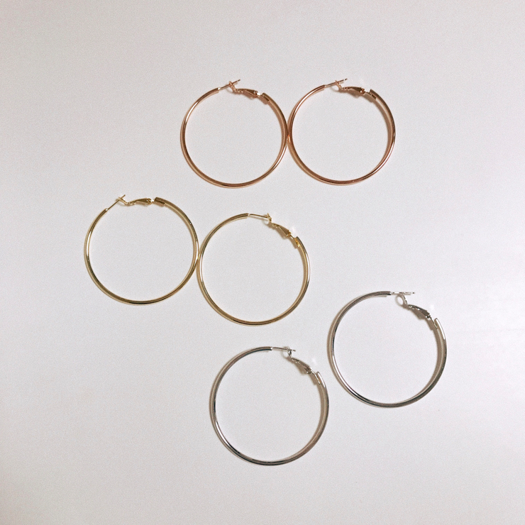 Basic Daily Silver Necklace Ring Earrings 7size Ri