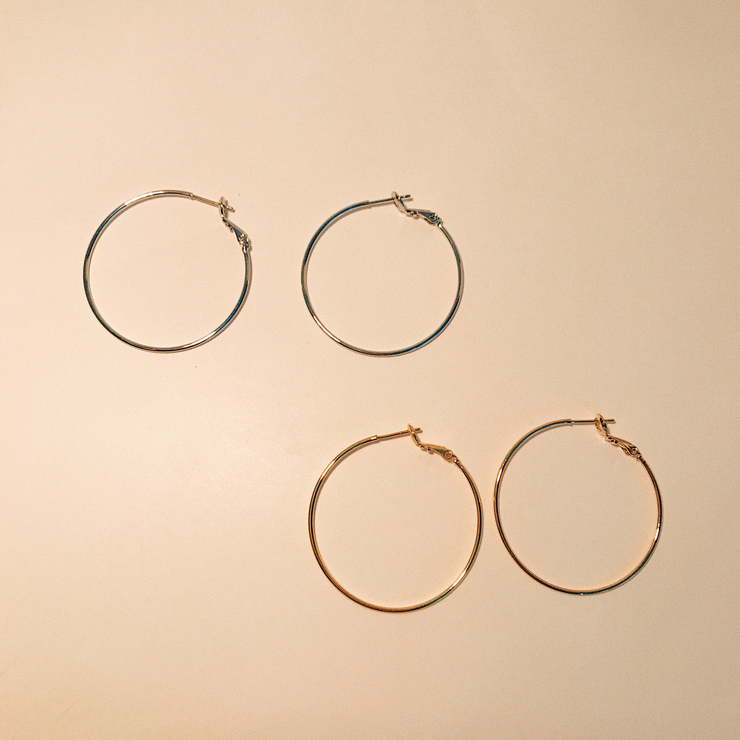 Basic Daily Silver Necklace Ring Earrings 7size Ri