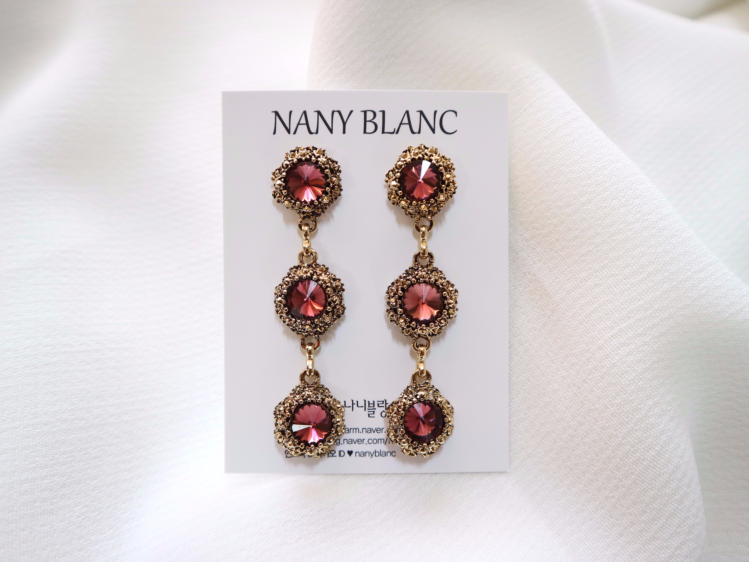 Surreal Steel Glass Garnet Black Antique Drop Earr