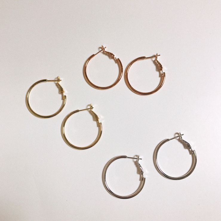 Basic Daily Silver Necklace Ring Earrings 7size Ri