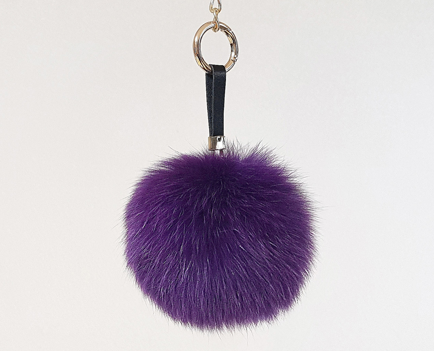 Real Fox Pom foam big size keyring 12 ~ 13cm witho