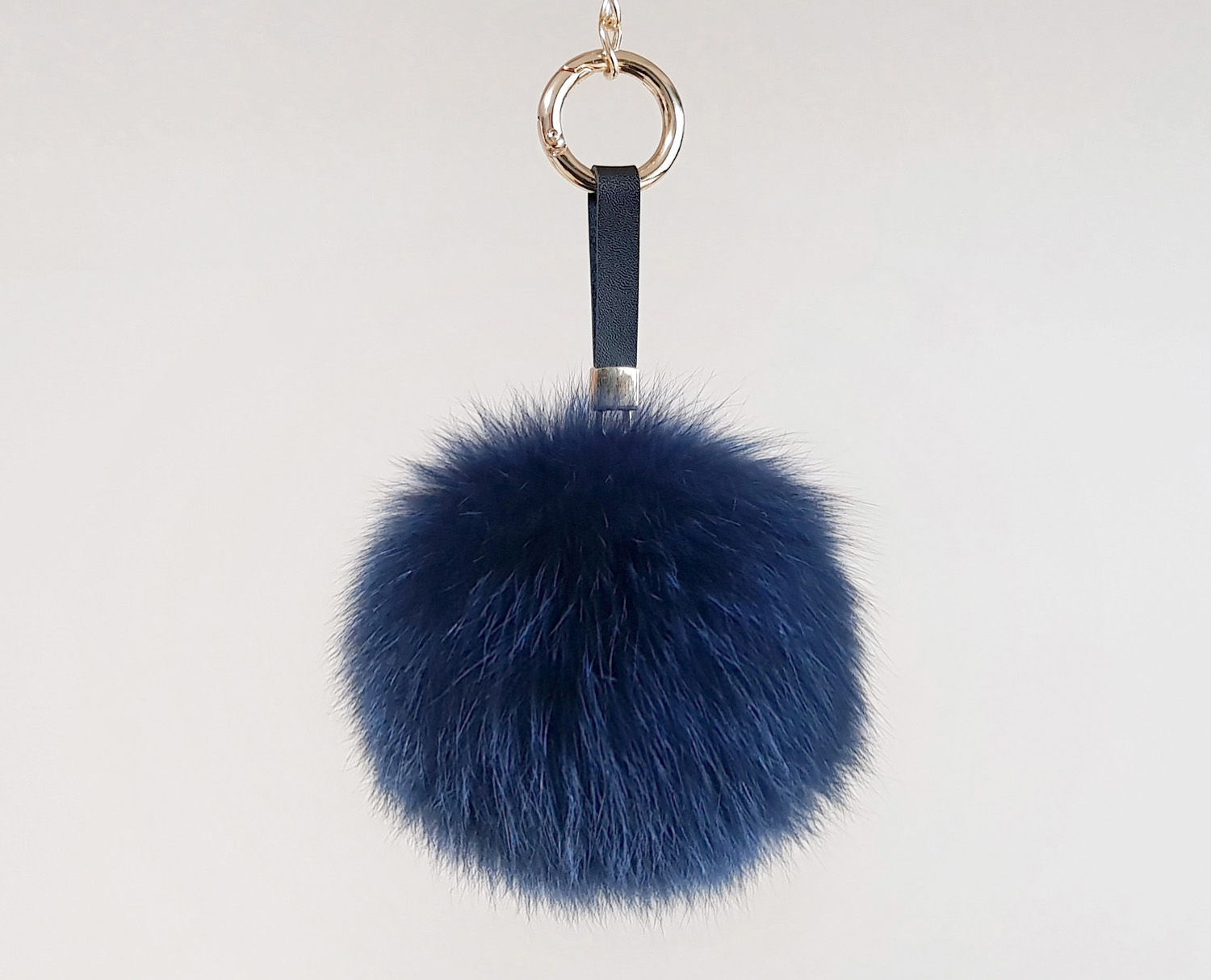 Real Fox Pom foam big size keyring 12 ~ 13cm witho