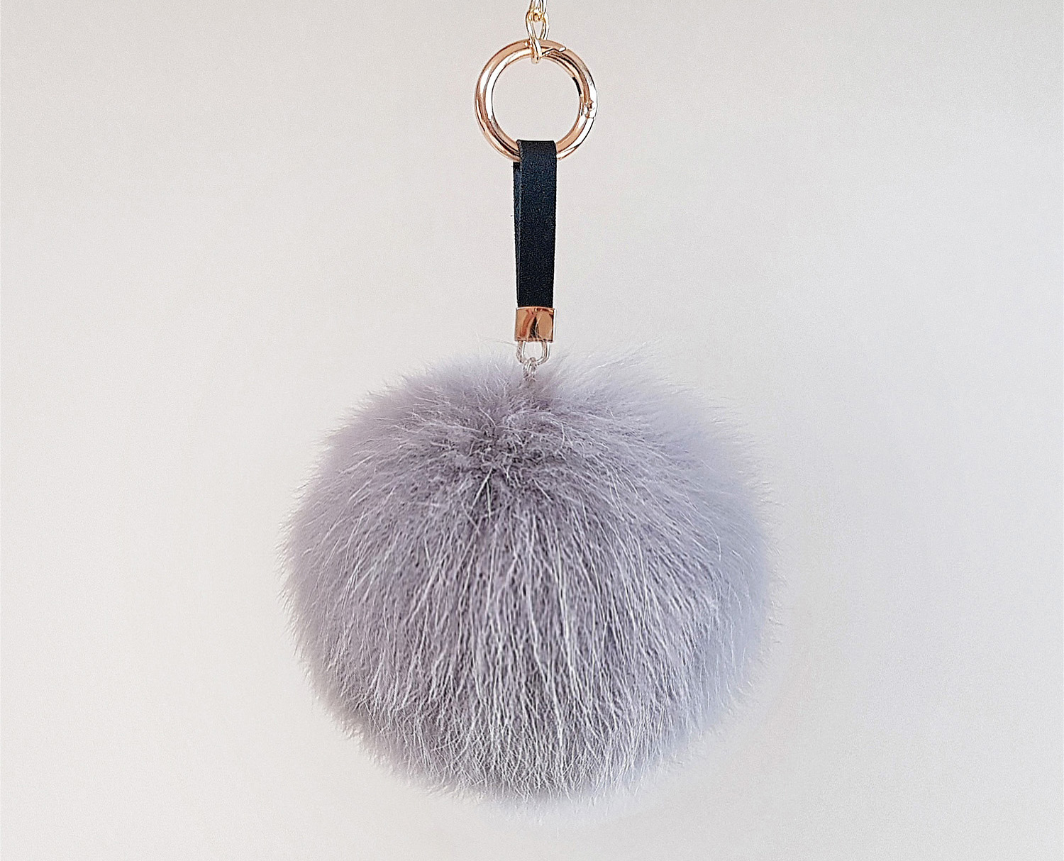 Real Fox Pom foam big size keyring 12 ~ 13cm witho