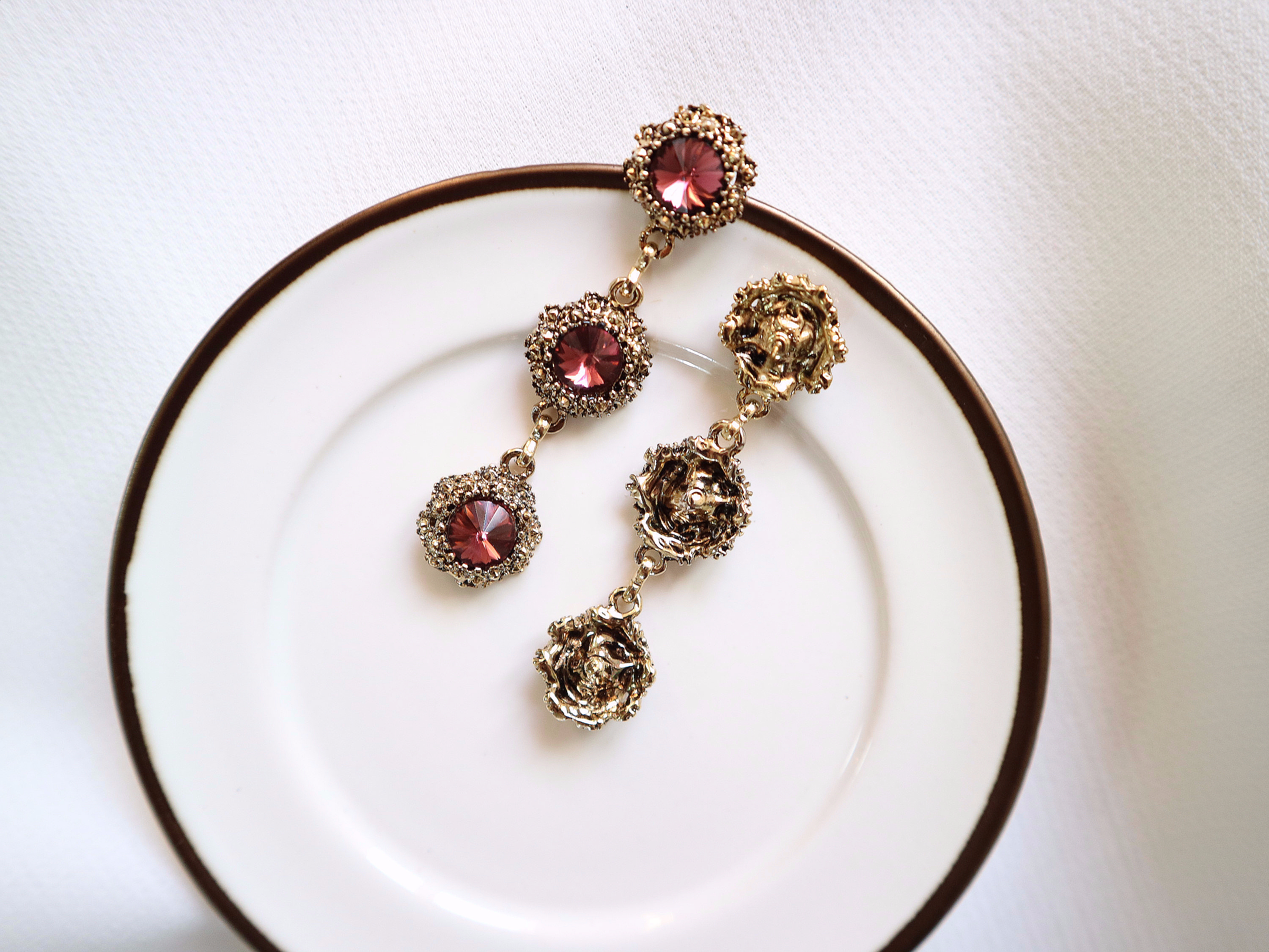 Surreal Steel Glass Garnet Black Antique Drop Earr