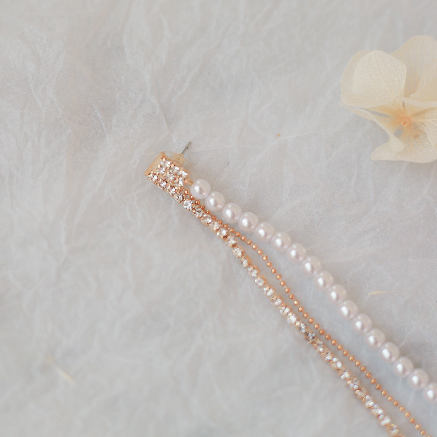 Eternal Long Pearl Cubic Drop Earrings Tassle Bold