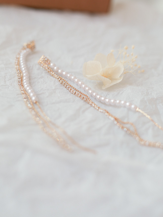 Eternal Long Pearl Cubic Drop Earrings Tassle Bold
