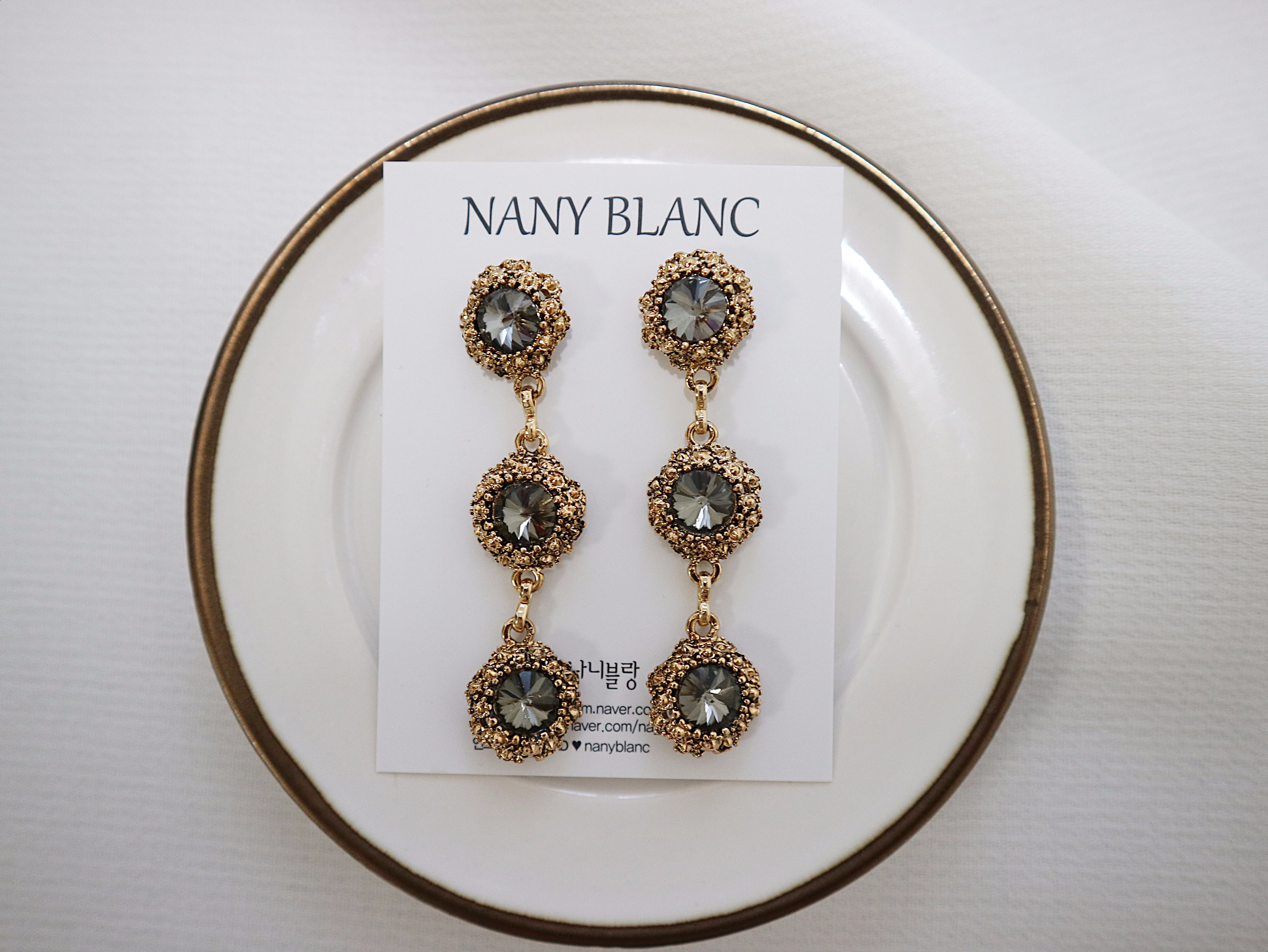 Surreal Steel Glass Garnet Black Antique Drop Earr