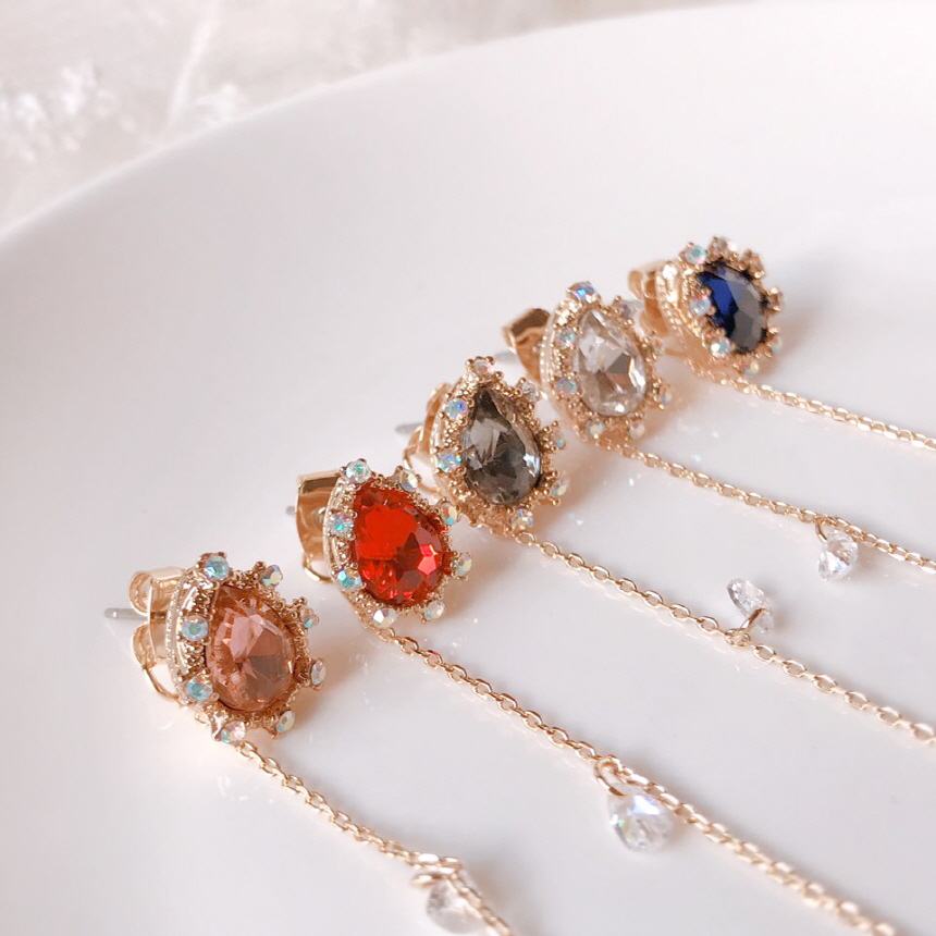 Holiday Crystal Long Drop Earrings Water Drop Jewe