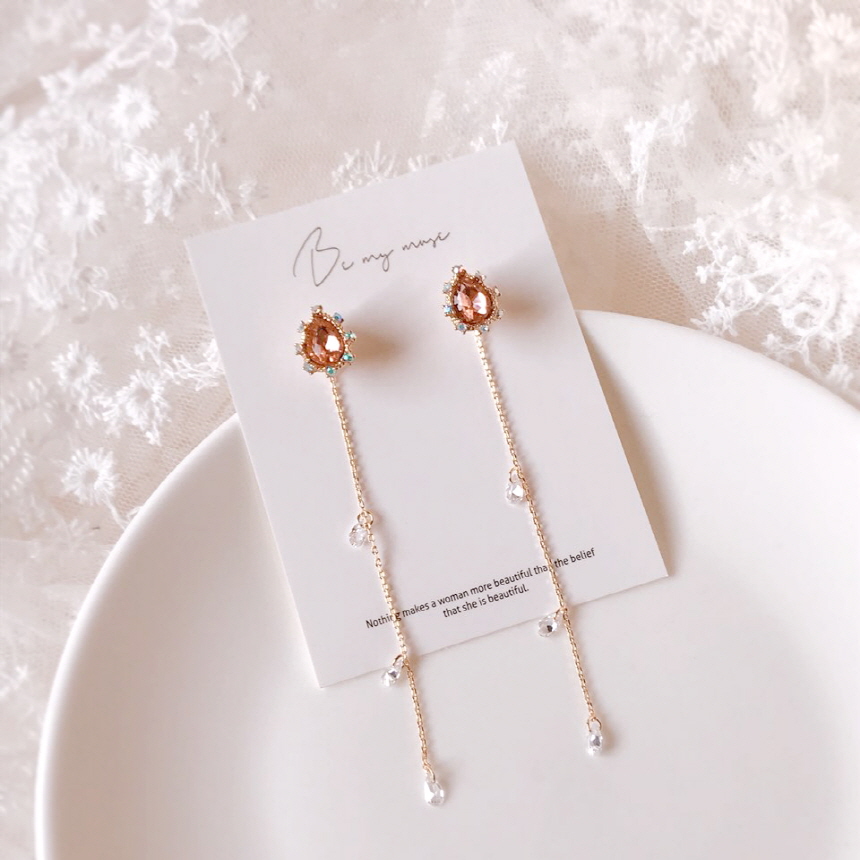 Holiday Crystal Long Drop Earrings Water Drop Jewe