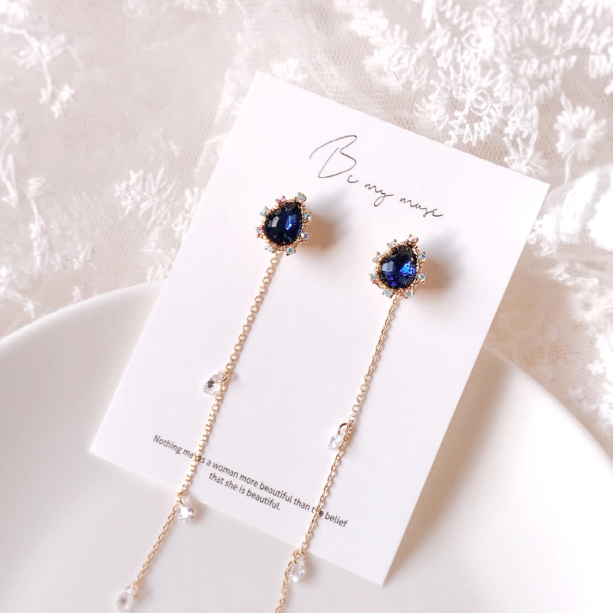 Holiday Crystal Long Drop Earrings Water Drop Jewe