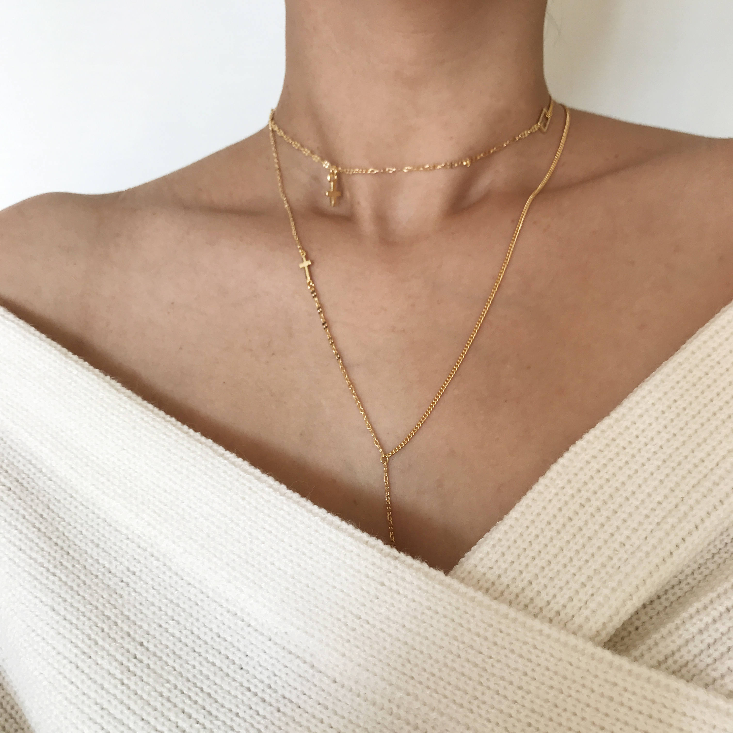 GORDI CRI Chain Layered Necklaces Daily Round Uniq