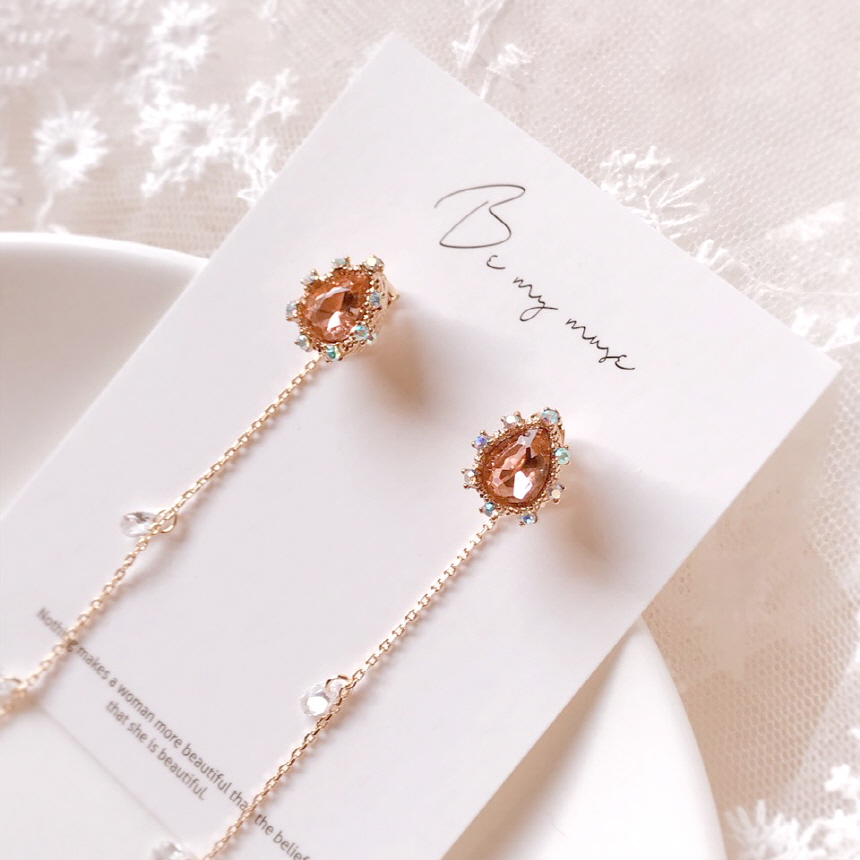 Holiday Crystal Long Drop Earrings Water Drop Jewe