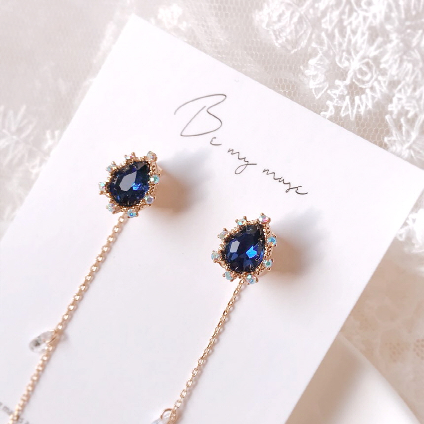 Holiday Crystal Long Drop Earrings Water Drop Jewe