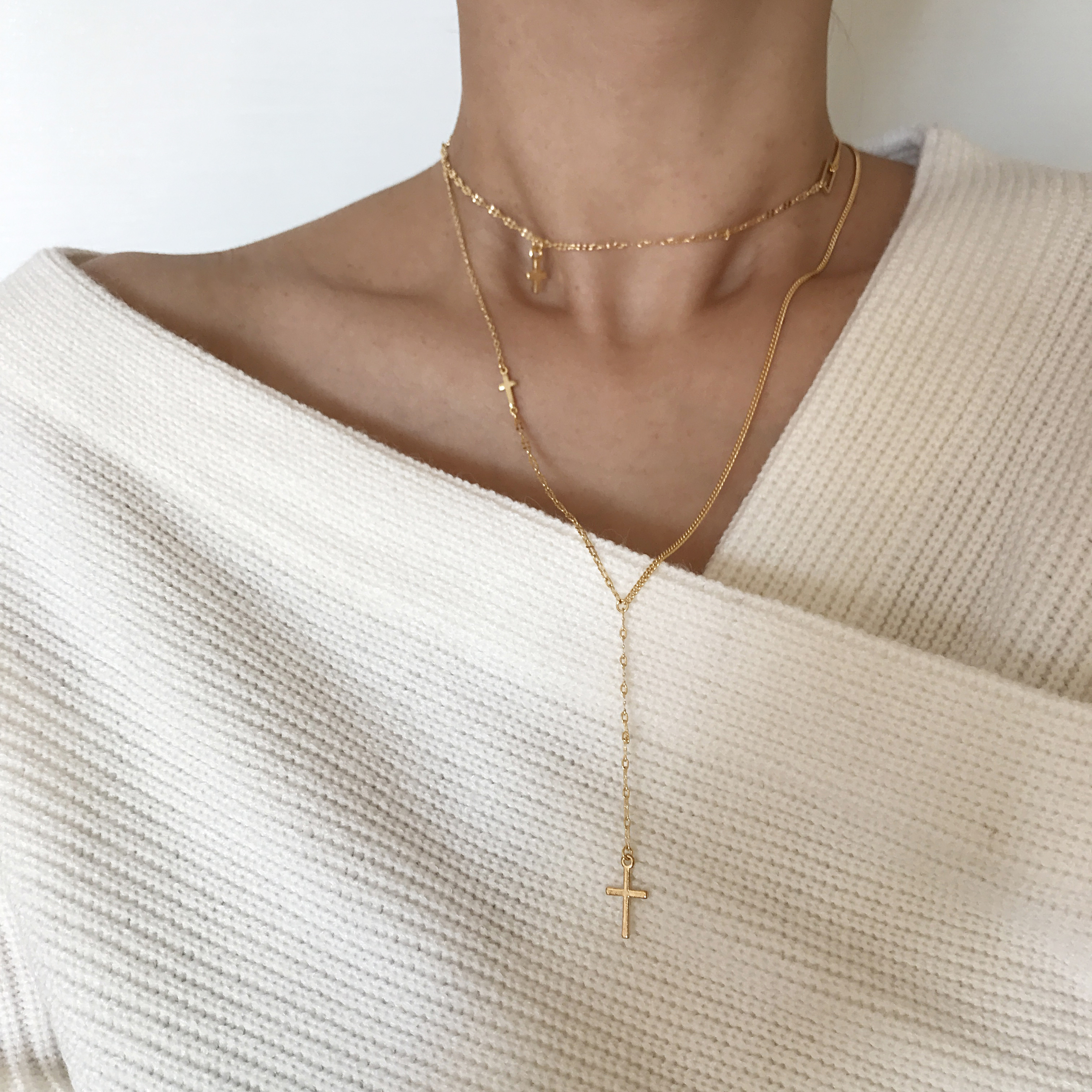 GORDI CRI Chain Layered Necklaces Daily Round Uniq