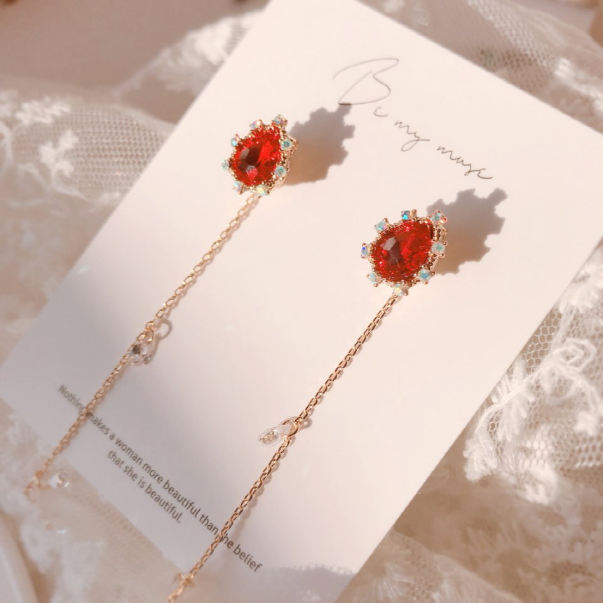 Holiday Crystal Long Drop Earrings Water Drop Jewe