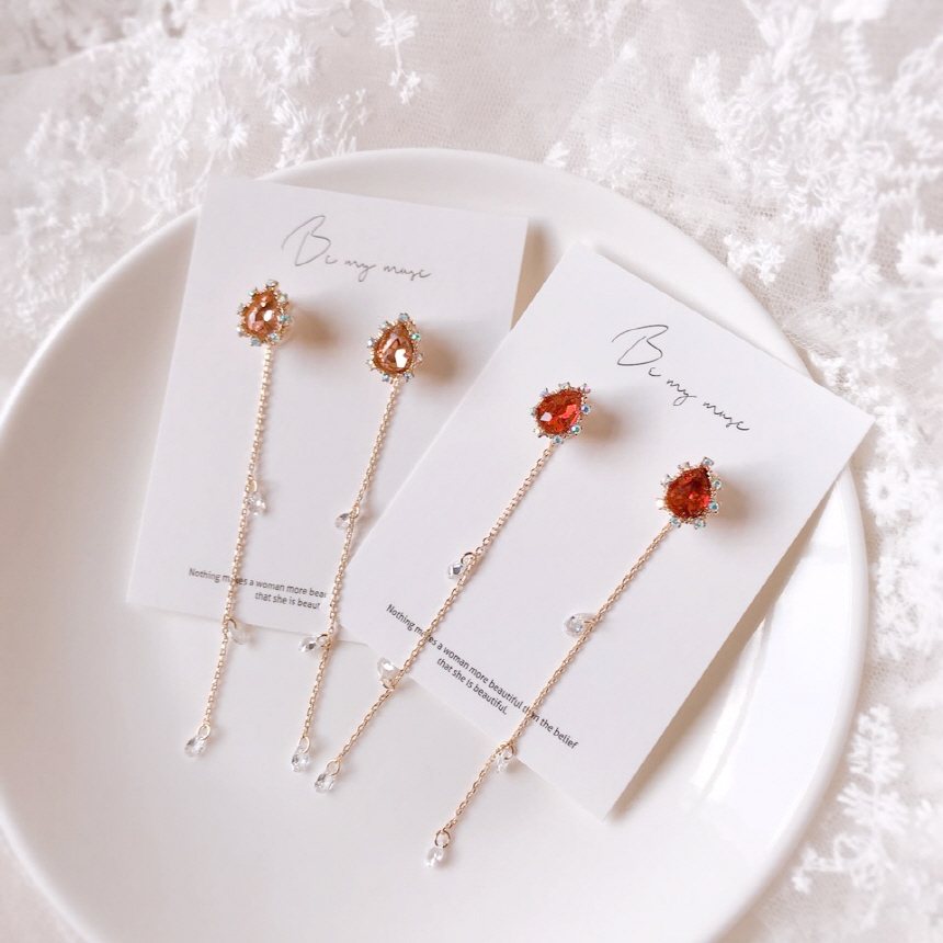 Holiday Crystal Long Drop Earrings Water Drop Jewe