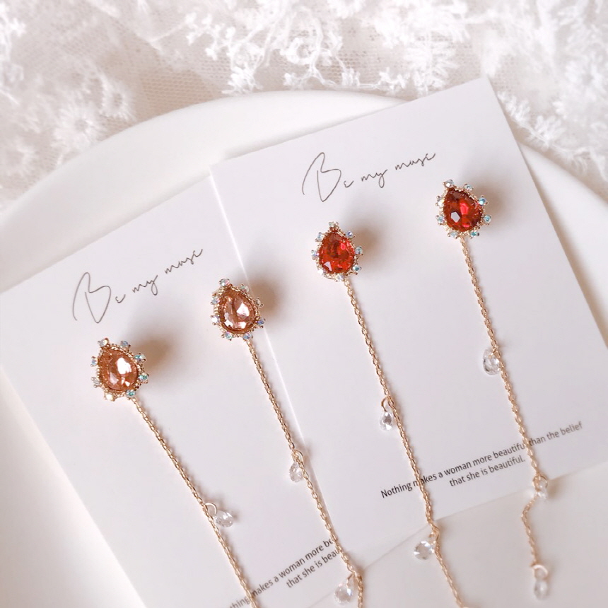 Holiday Crystal Long Drop Earrings Water Drop Jewe