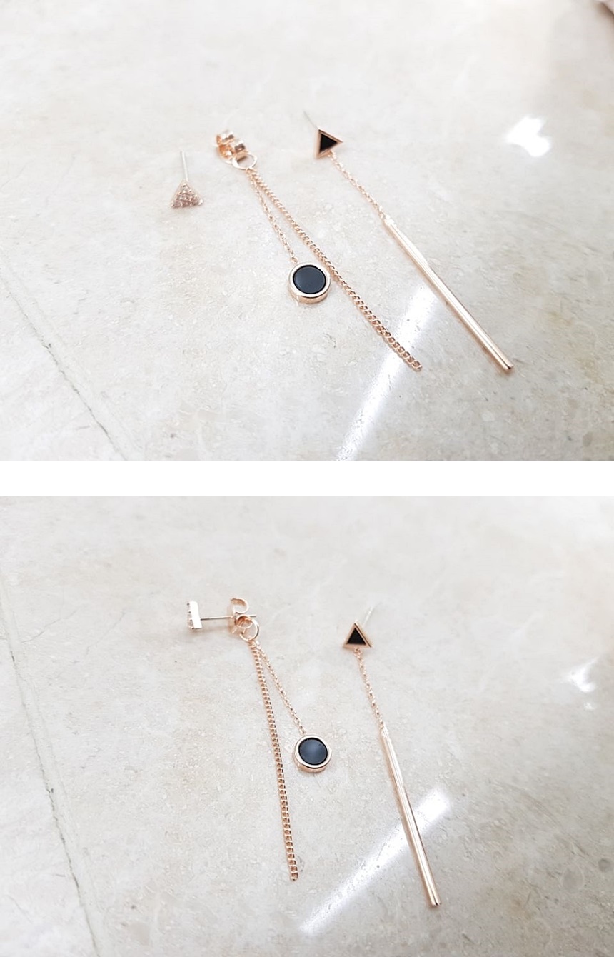 Unisex Drop Earrings Daily Point Circle Rose Gold 