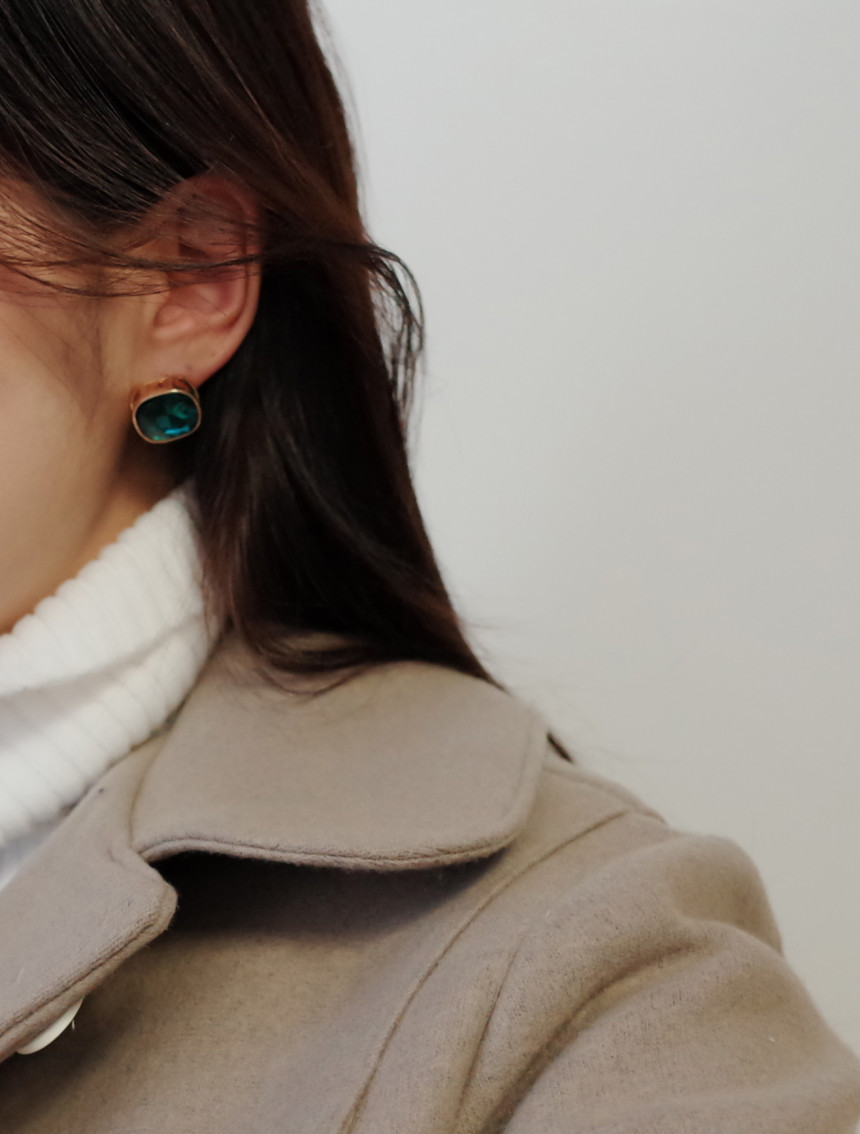 Square Square Square Cubic Stone Earrings Stylish 