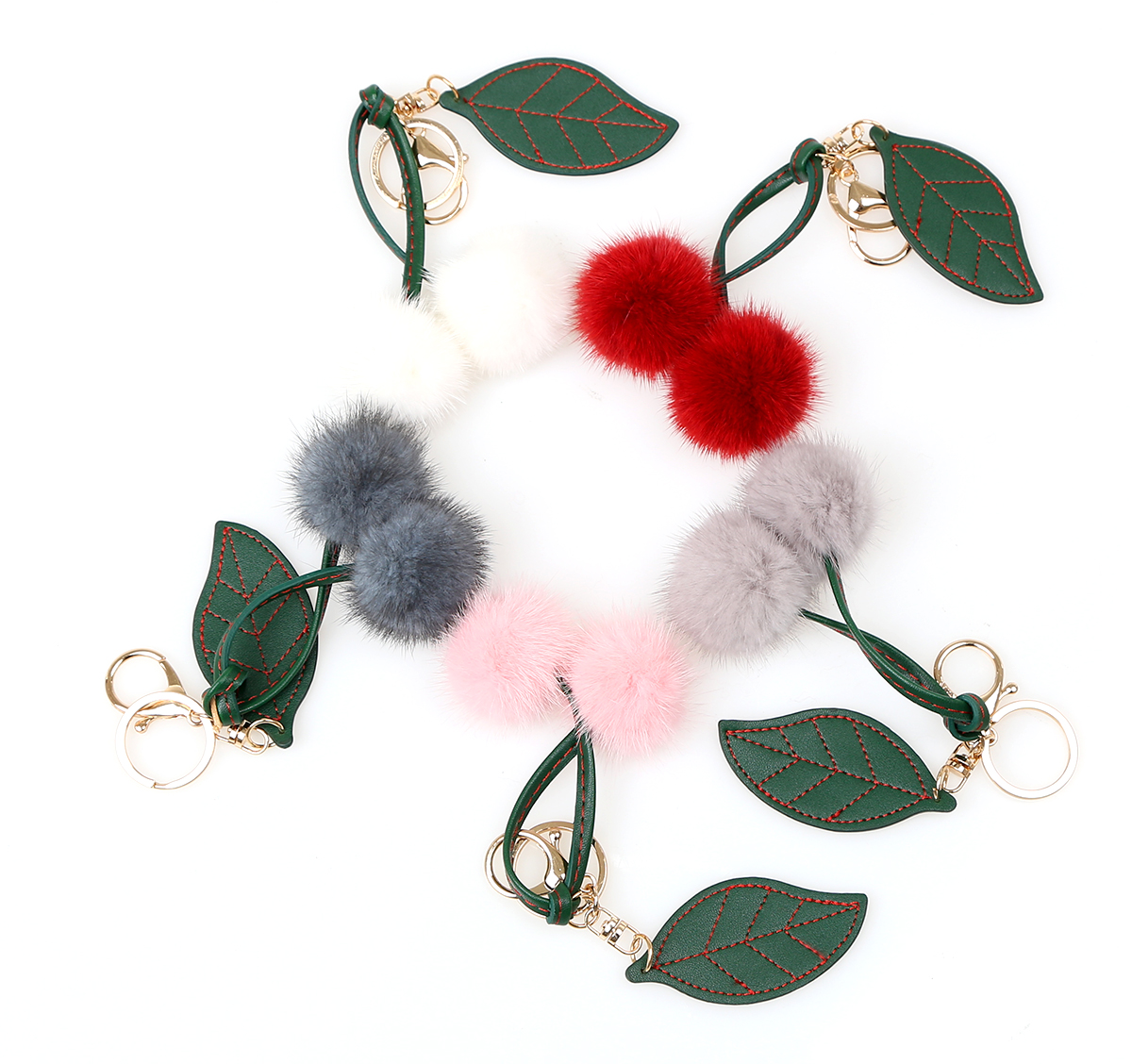 Real Mink Pomade Cherry Keyring 5colors Natural Fu
