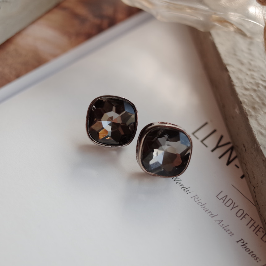 Square Square Square Cubic Stone Earrings Stylish 