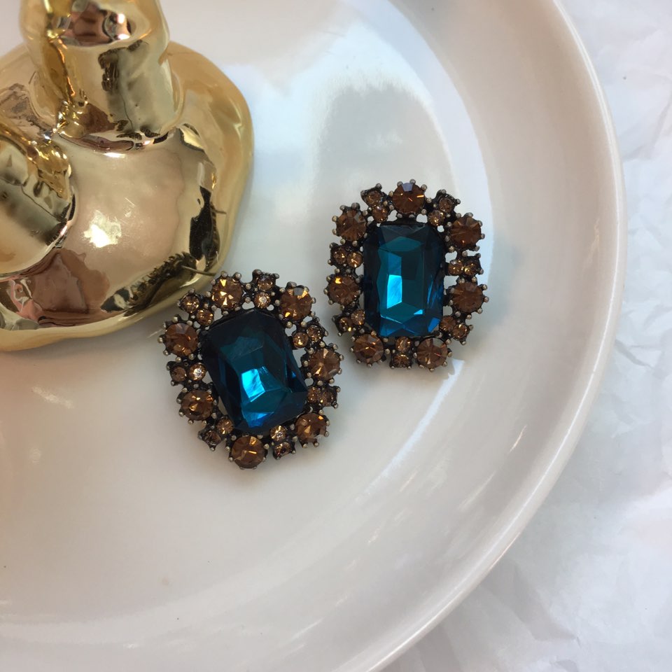 Midnight Antique Bold Earrings Blue Titanium Spark