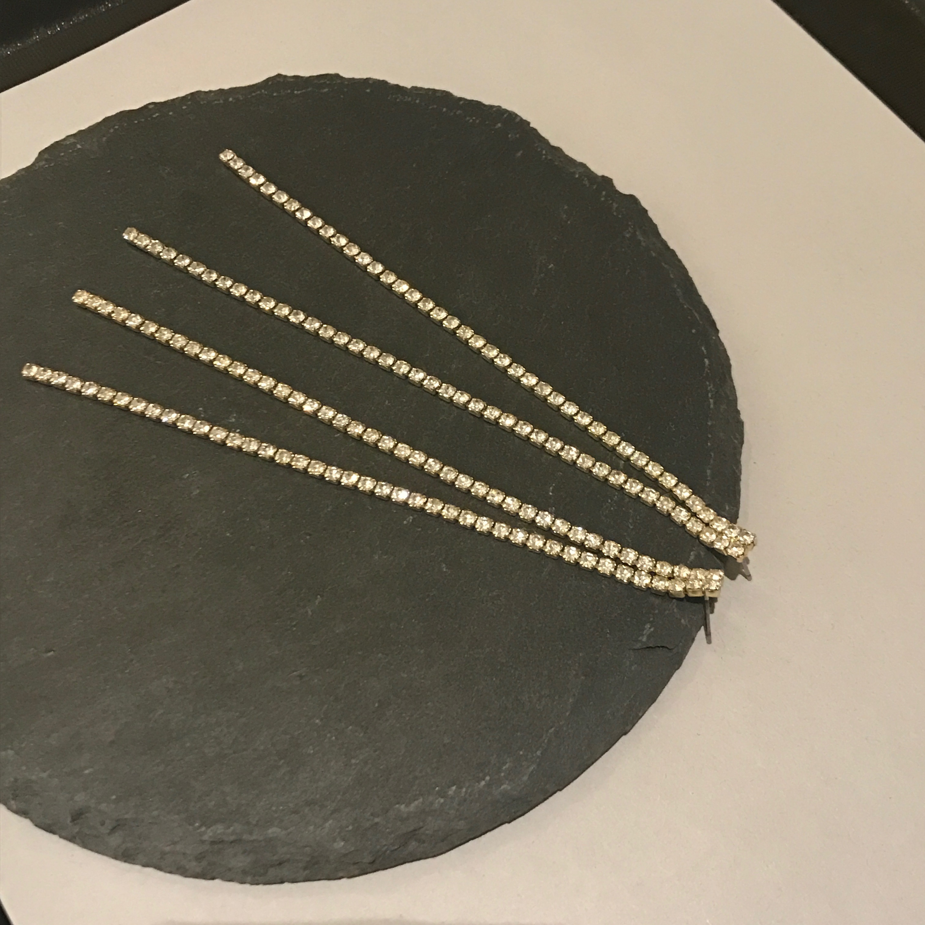 Two-line cubic drop earrings Women's long chain